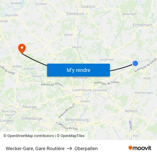 Wecker-Gare, Gare Routière to Oberpallen map