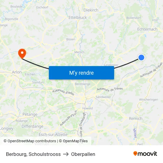 Berbourg, Schoulstrooss to Oberpallen map