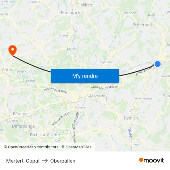 Mertert, Copal to Oberpallen map