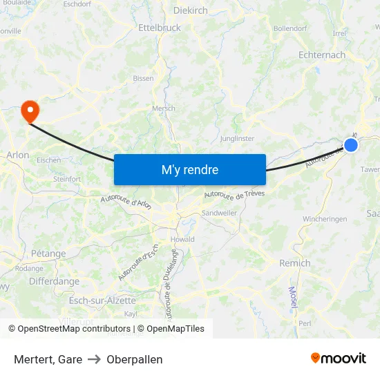 Mertert, Gare to Oberpallen map