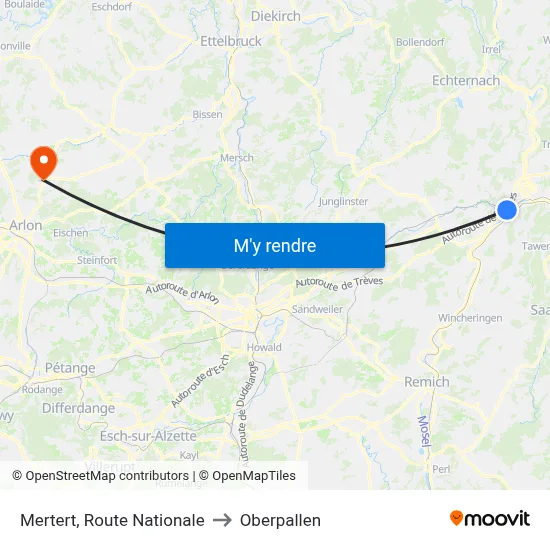 Mertert, Route Nationale to Oberpallen map