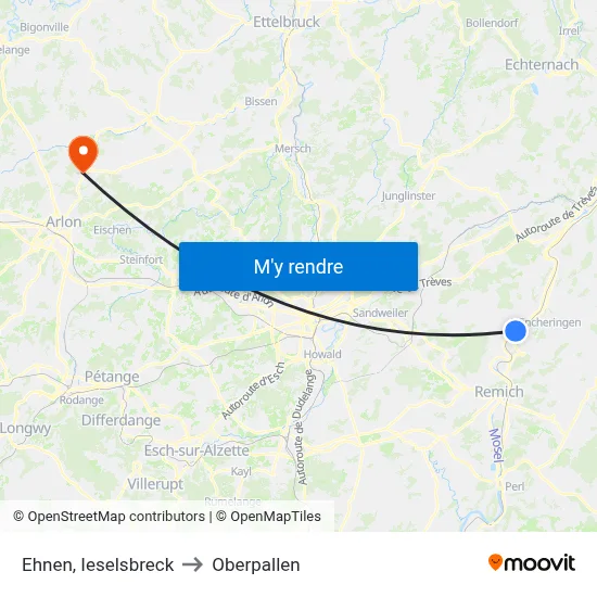 Ehnen, Ieselsbreck to Oberpallen map