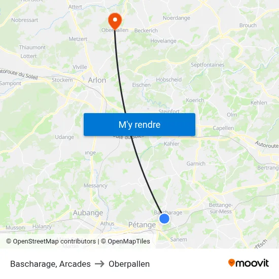 Bascharage, Arcades to Oberpallen map