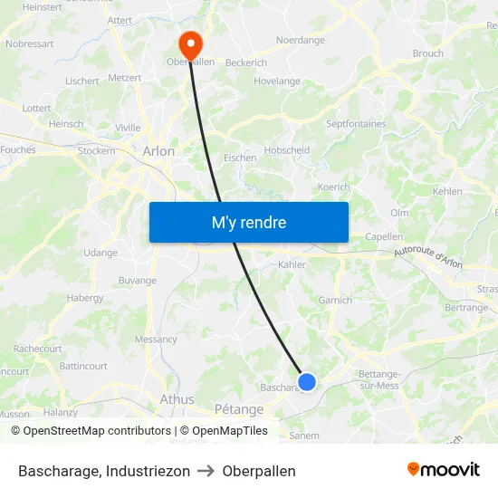 Bascharage, Industriezon to Oberpallen map