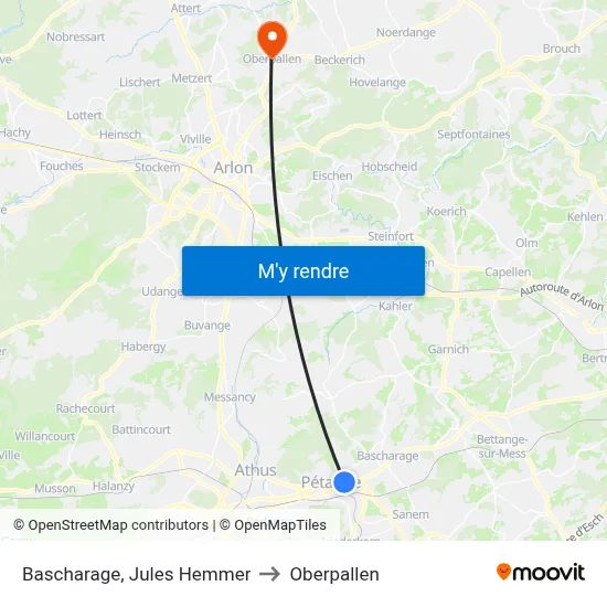 Bascharage, Jules Hemmer to Oberpallen map