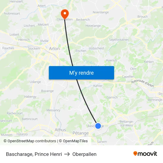 Bascharage, Prince Henri to Oberpallen map