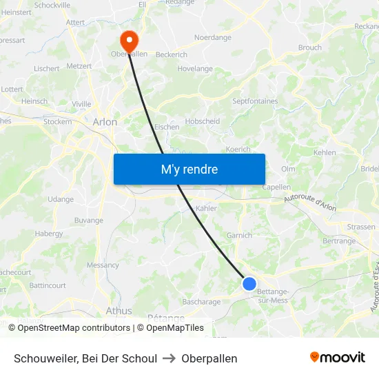 Schouweiler, Bei Der Schoul to Oberpallen map