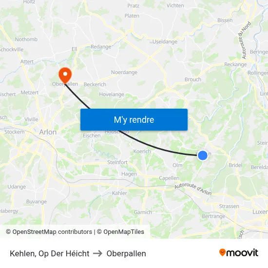 Kehlen, Op Der Héicht to Oberpallen map