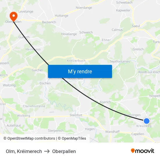 Olm, Kréimerech to Oberpallen map