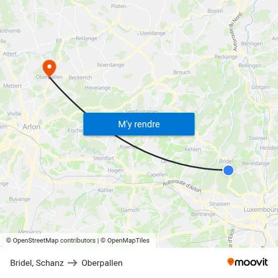 Bridel, Schanz to Oberpallen map
