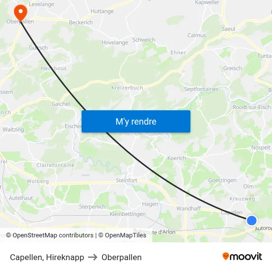 Capellen, Hireknapp to Oberpallen map