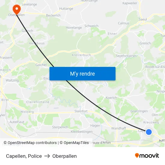 Capellen, Police to Oberpallen map