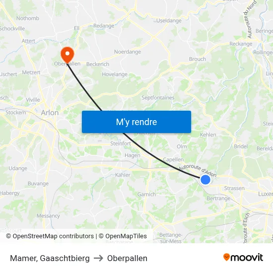 Mamer, Gaaschtbierg to Oberpallen map