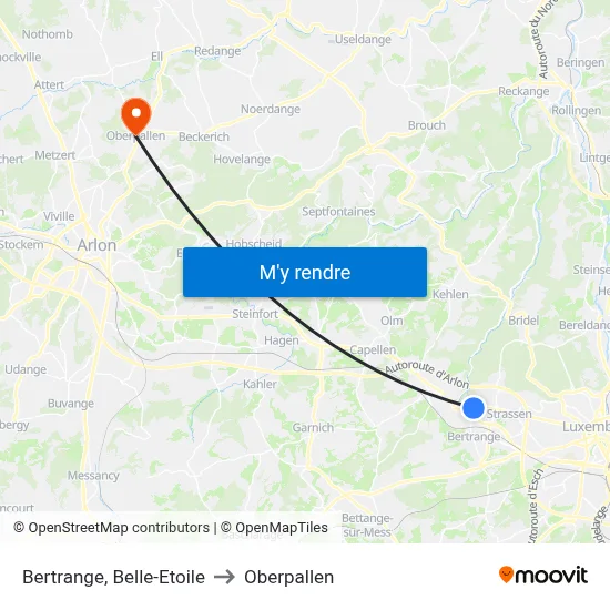 Bertrange, Belle-Etoile to Oberpallen map