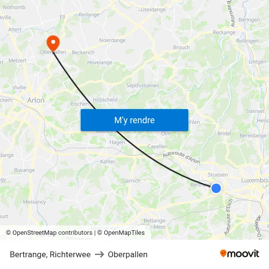 Bertrange, Richterwee to Oberpallen map