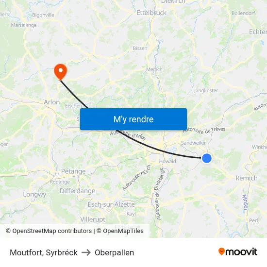 Moutfort, Syrbréck to Oberpallen map