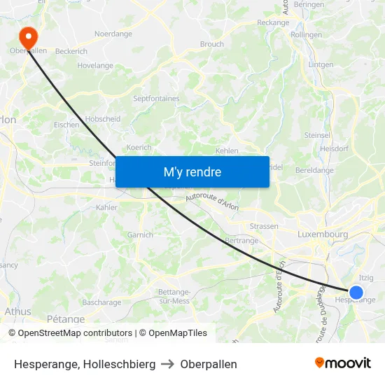 Hesperange, Holleschbierg to Oberpallen map