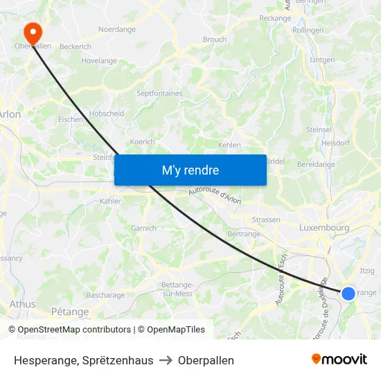 Hesperange, Sprëtzenhaus to Oberpallen map