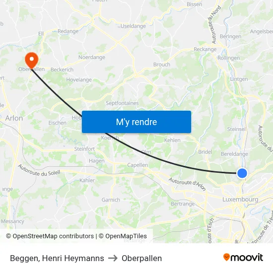 Beggen, Henri Heymanns to Oberpallen map