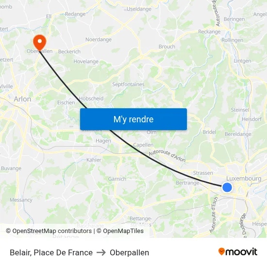 Belair, Place De France to Oberpallen map