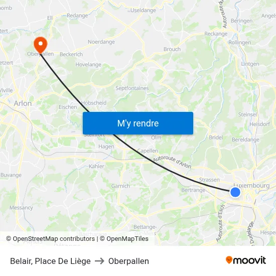 Belair, Place De Liège to Oberpallen map