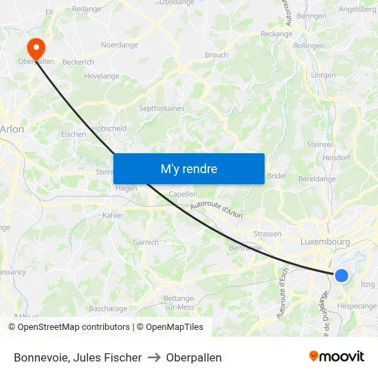 Bonnevoie, Jules Fischer to Oberpallen map
