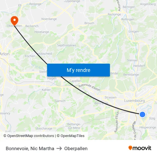 Bonnevoie, Nic Martha to Oberpallen map