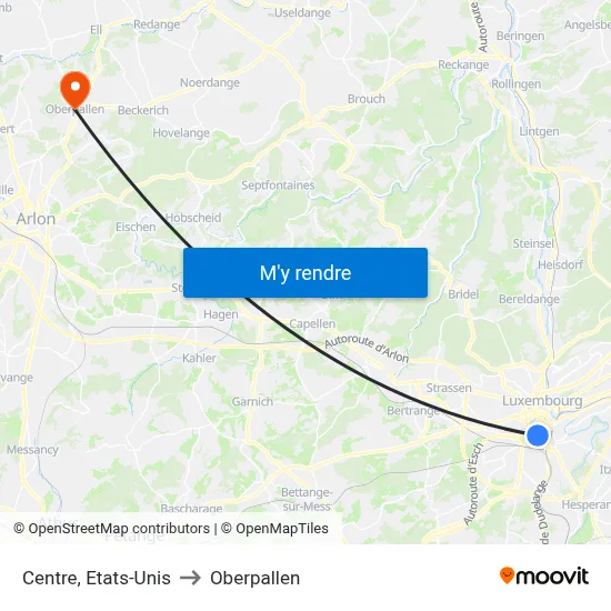 Centre, Etats-Unis to Oberpallen map