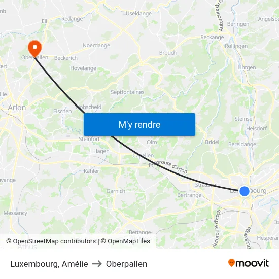 Luxembourg, Amélie to Oberpallen map