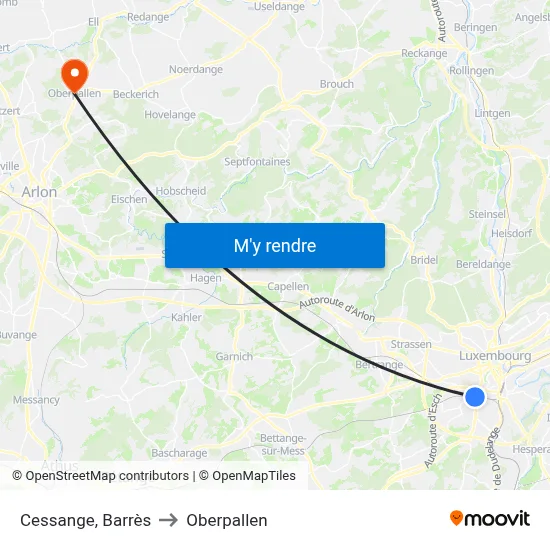 Cessange, Barrès to Oberpallen map