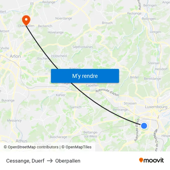 Cessange, Duerf to Oberpallen map
