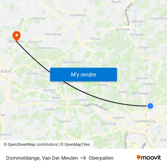 Dommeldange, Van Der Meulen to Oberpallen map