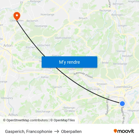 Gasperich, Francophonie to Oberpallen map
