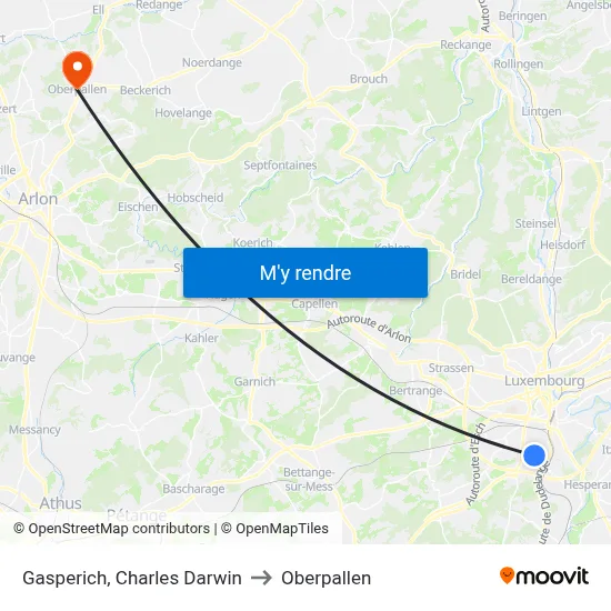 Gasperich, Charles Darwin to Oberpallen map