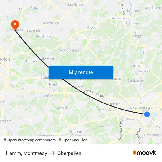 Hamm, Montmédy to Oberpallen map