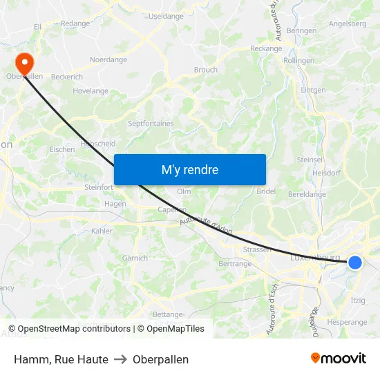 Hamm, Rue Haute to Oberpallen map