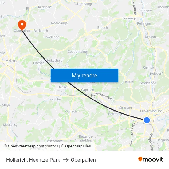 Hollerich, Heentze Park to Oberpallen map