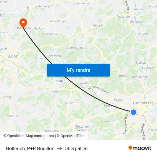 Hollerich, P+R Bouillon to Oberpallen map