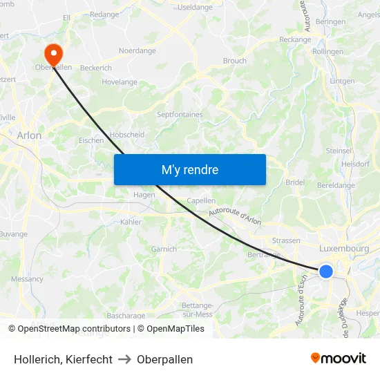 Hollerich, Kierfecht to Oberpallen map