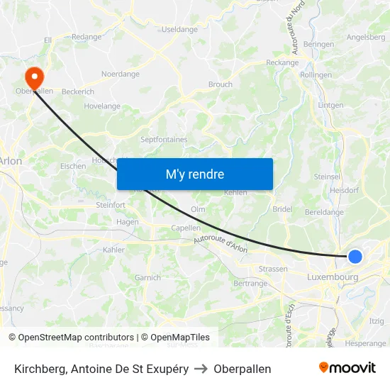Kirchberg, Antoine De St Exupéry to Oberpallen map
