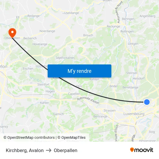 Kirchberg, Avalon to Oberpallen map