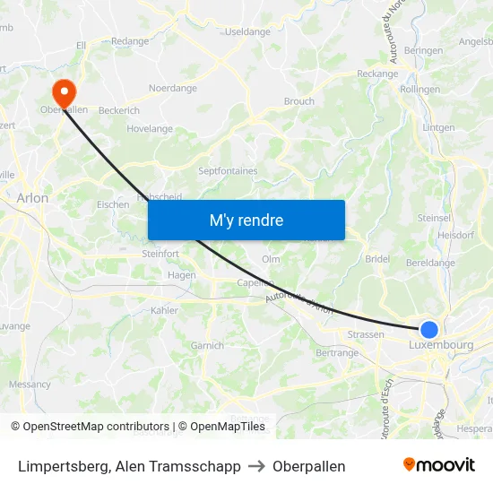 Limpertsberg, Alen Tramsschapp to Oberpallen map