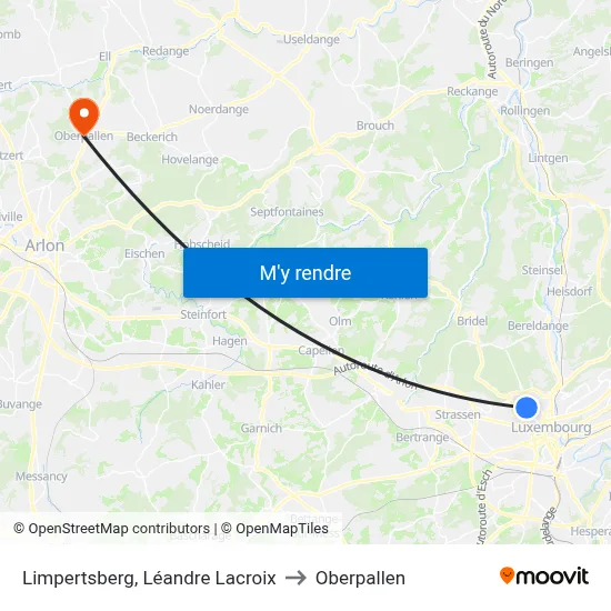 Limpertsberg, Léandre Lacroix to Oberpallen map