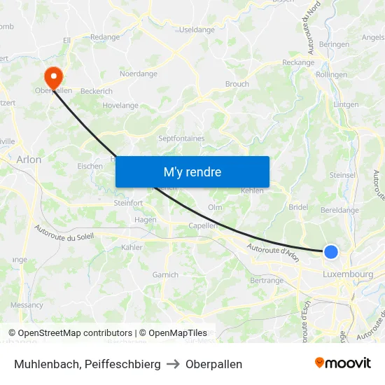 Muhlenbach, Peiffeschbierg to Oberpallen map