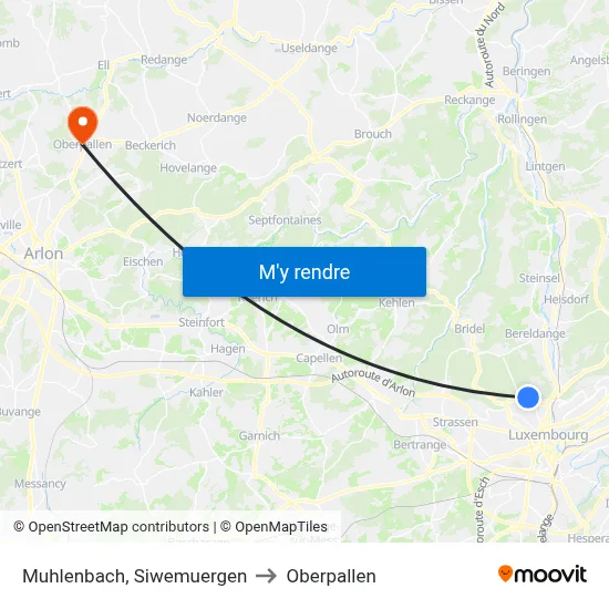Muhlenbach, Siwemuergen to Oberpallen map