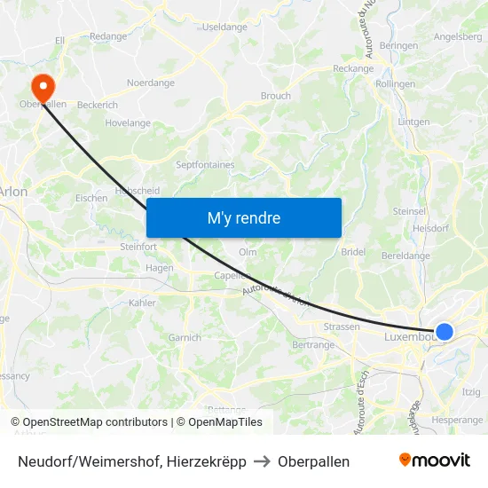 Neudorf/Weimershof, Hierzekrëpp to Oberpallen map