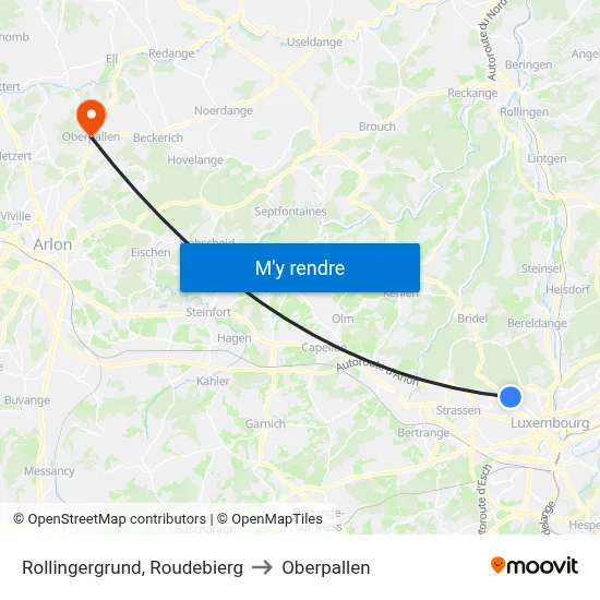 Rollingergrund, Roudebierg to Oberpallen map