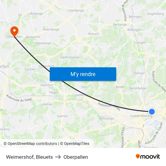 Weimershof, Bleuets to Oberpallen map