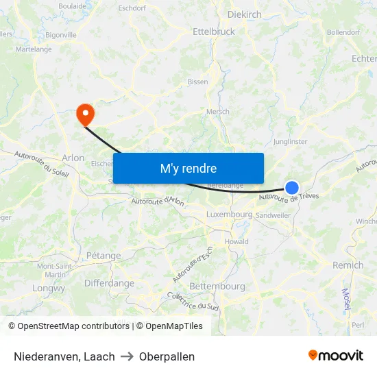 Niederanven, Laach to Oberpallen map