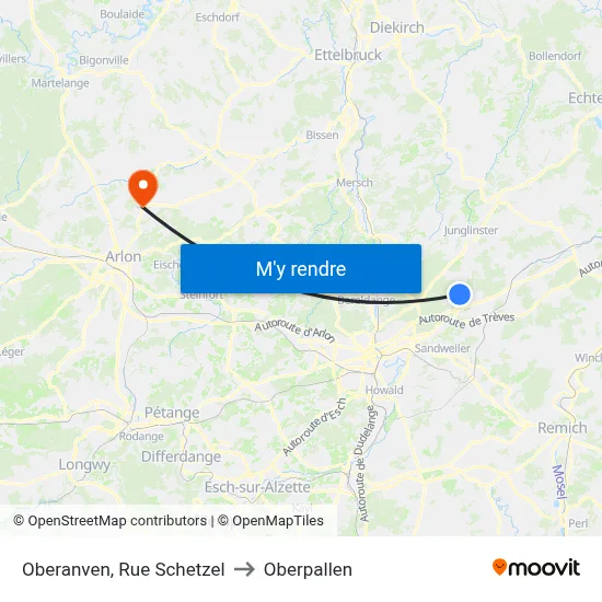 Oberanven, Rue Schetzel to Oberpallen map